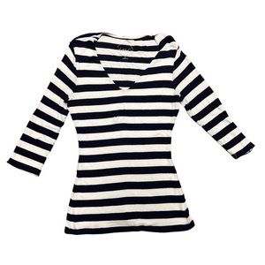 INC Navy and White Striped Long Sleeve